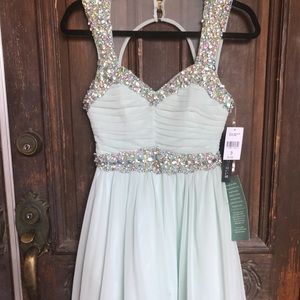 PARTY DRESS-mint green with jewels